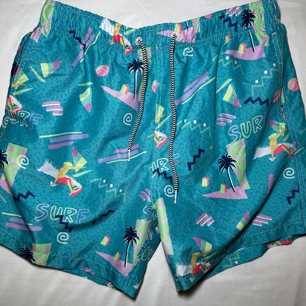 Surf Style Men's Swim Trunks - Teal and Multicolor